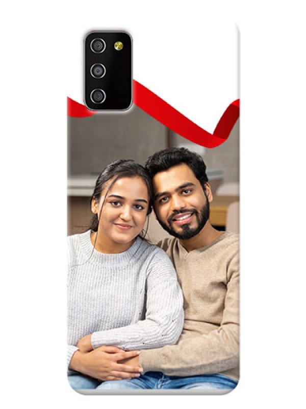 Custom Galaxy F02s custom phone cases: Red Ribbon Frame Design