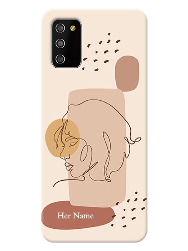 Custom Galaxy F02S Custom Phone Covers: Calm Woman line art Design