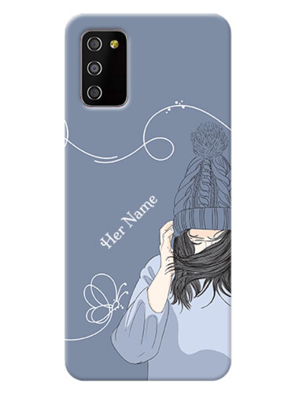 Custom Galaxy F02S Custom Mobile Case with Girl in winter outfit Design