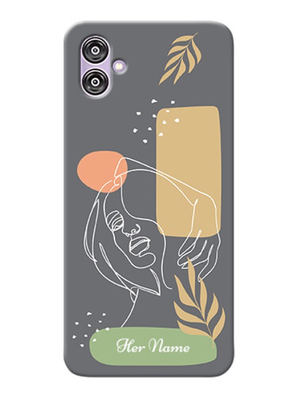 Custom Galaxy F04 Phone Back Covers: Gazing Woman line art Design