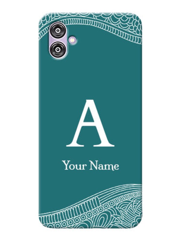 Custom Galaxy F04 Mobile Back Covers: line art pattern with custom name Design