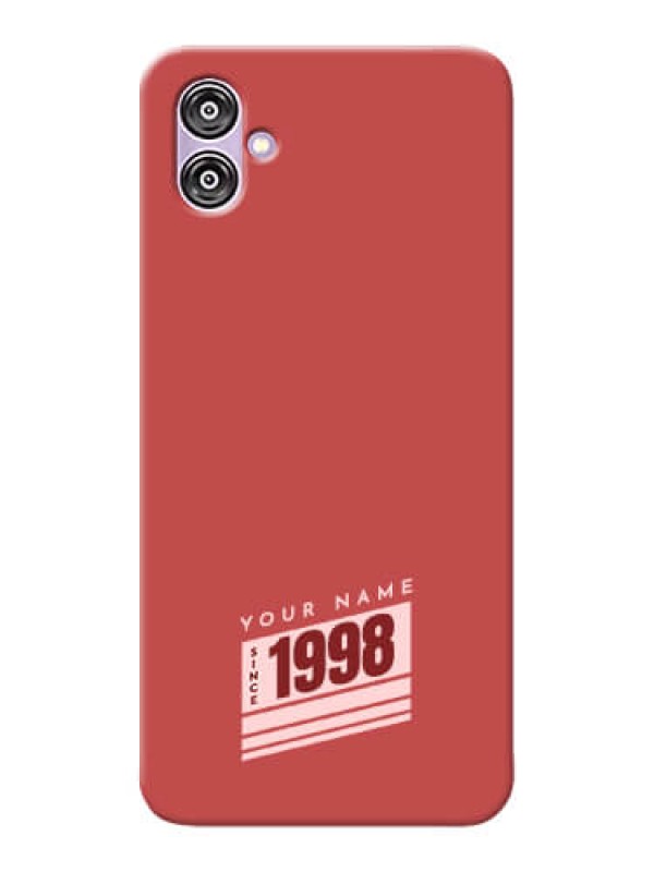Custom Galaxy F04 Phone Back Covers: Red custom year of birth Design