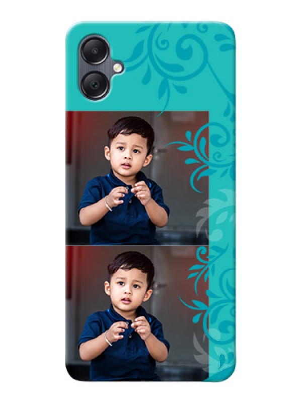 Custom Galaxy F05 Mobile Cases with Photo and Green Floral Design