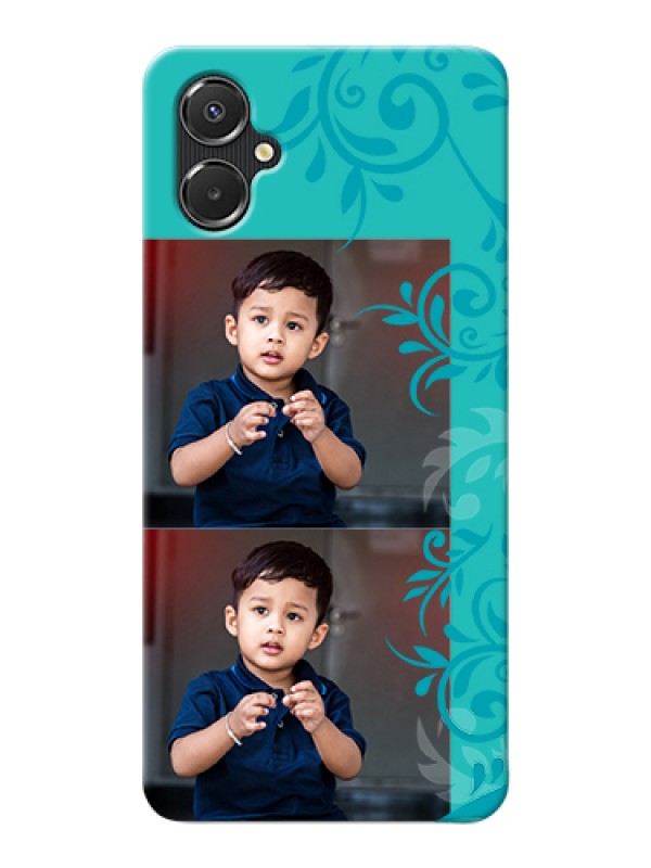 Custom Galaxy F06 Custom Hard Phone Case - With Photo And Green Floral Design