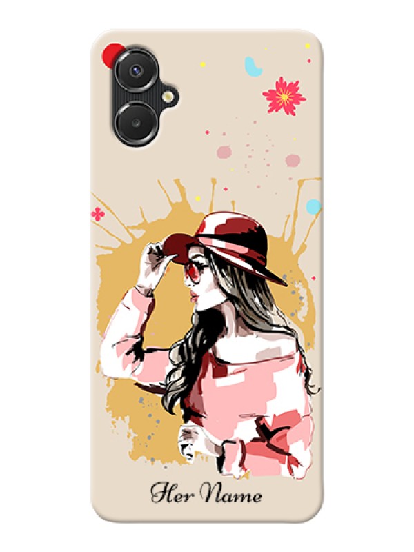 Custom Galaxy F06 Custom Hard Phone Case - Women With Pink Hat Design