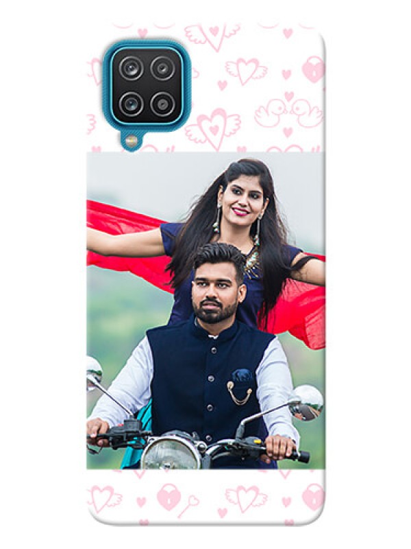 Custom Galaxy F12 personalized phone covers: Pink Flying Heart Design