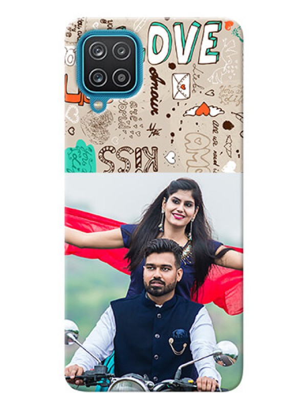 Custom Galaxy F12 Personalised mobile covers: Love Doodle Pattern 