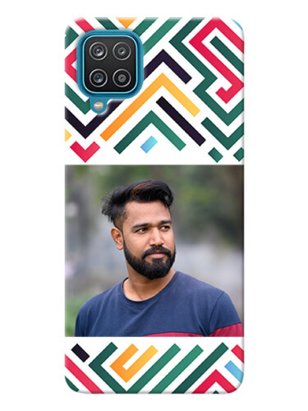 Custom Galaxy F12 Custom Mobile Case with Colorful Maze Pattern Design