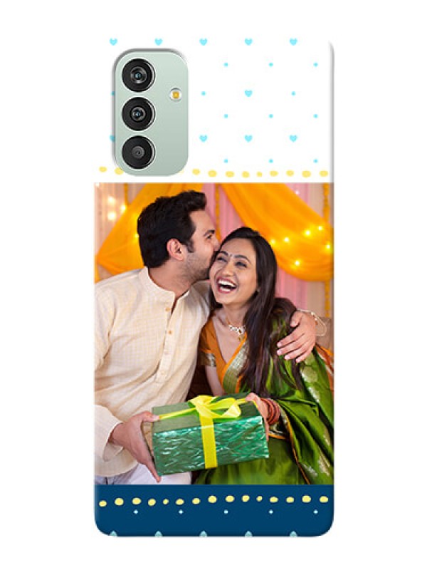 Custom Galaxy F13 Phone Covers: White and Blue Abstract Design