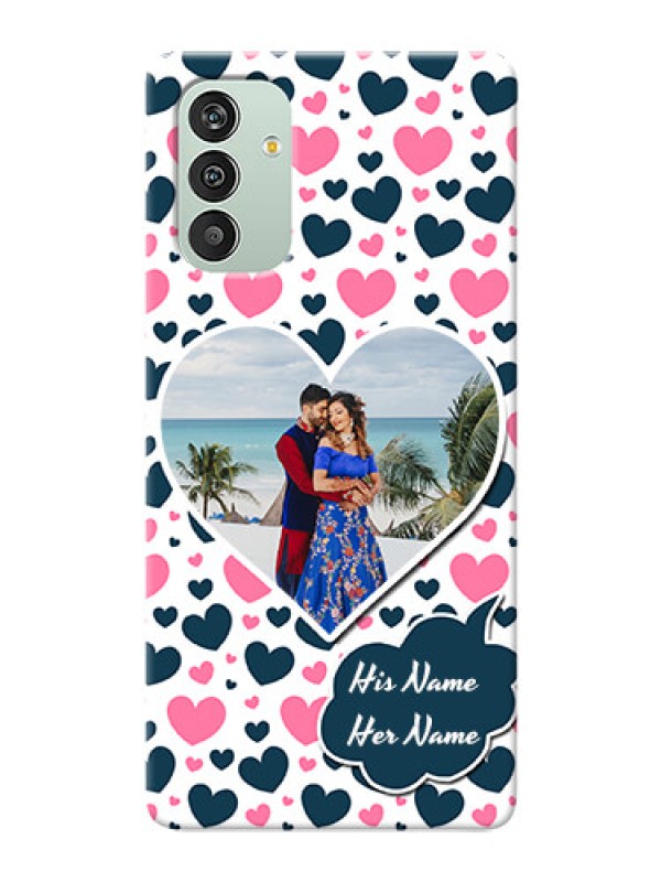 Custom Galaxy F13 Mobile Covers Online: Pink & Blue Heart Design