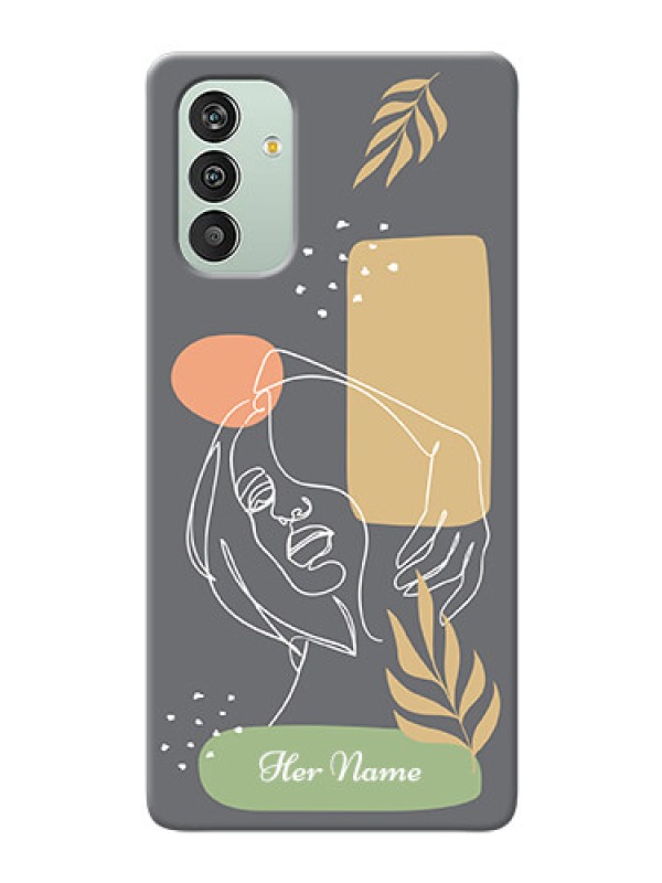 Custom Galaxy F13 Phone Back Covers: Gazing Woman line art Design