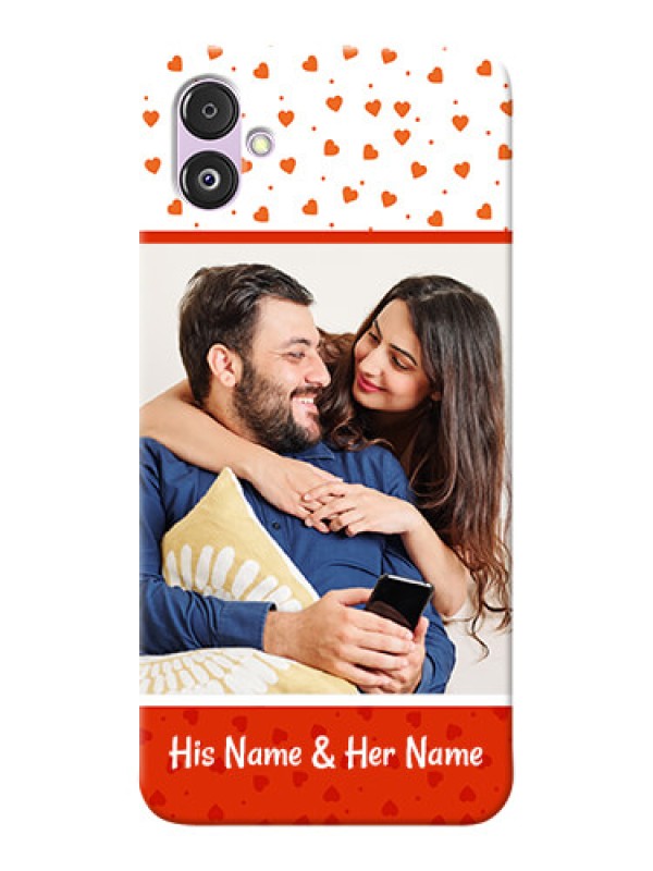 Custom Galaxy F14 5G Phone Back Covers: Orange Love Symbol Design