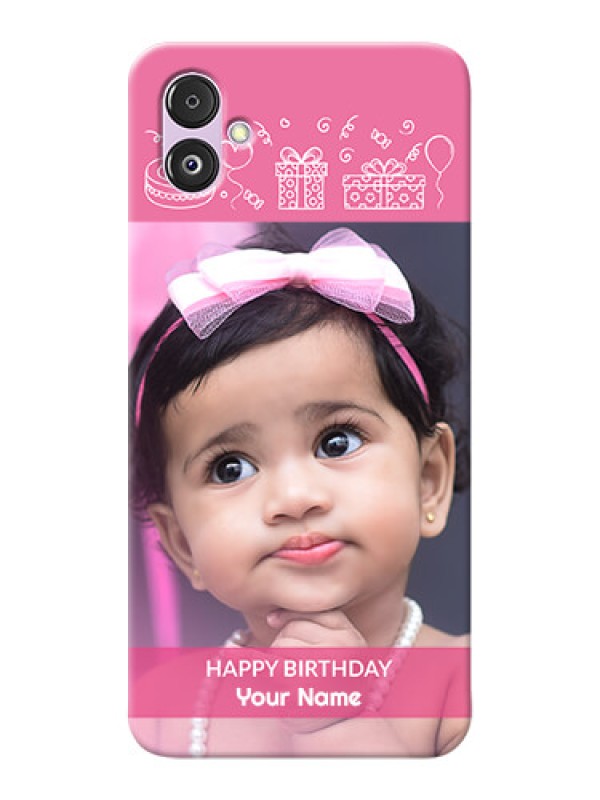 Custom Galaxy F14 5G Custom Mobile Cover with Birthday Line Art Design