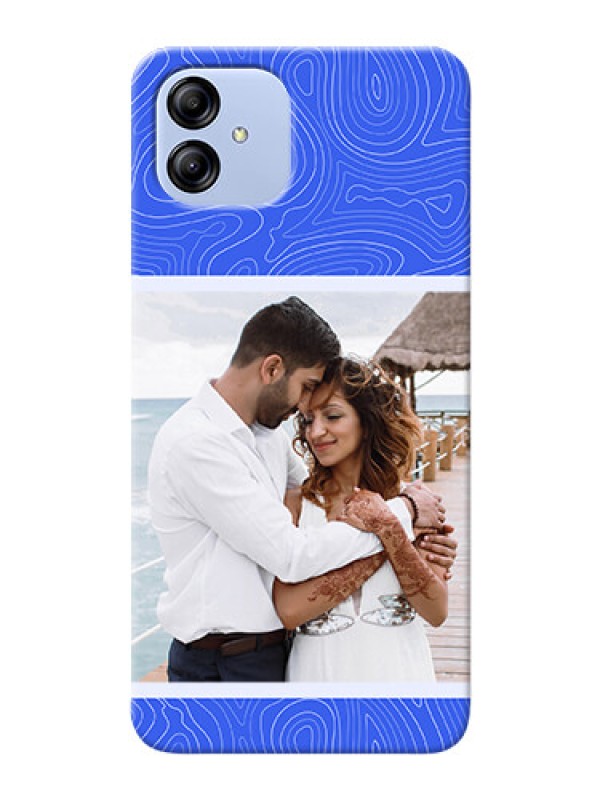 Custom Galaxy F14 5G Mobile Back Covers: Curved line art with blue and white Design