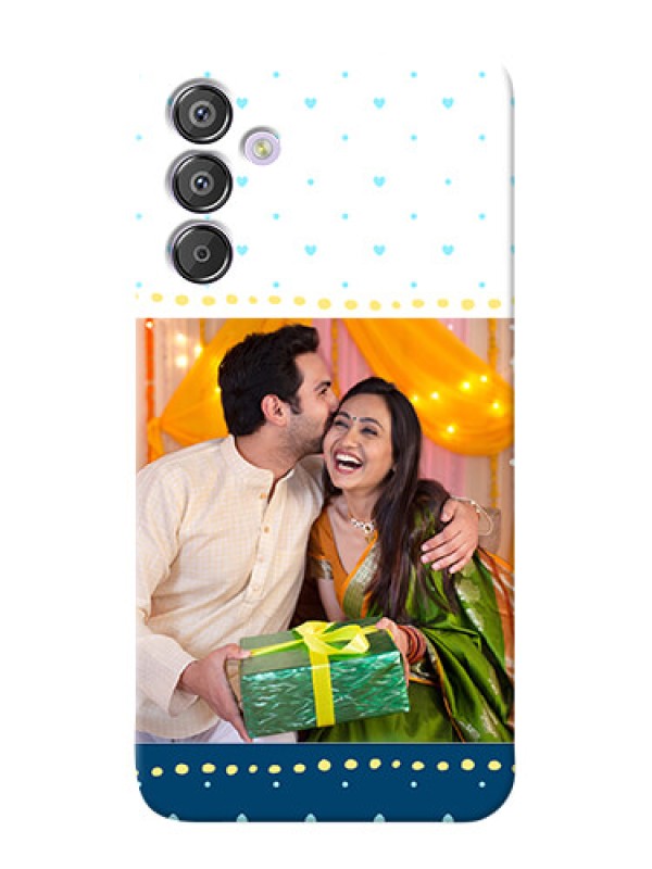 Custom Galaxy F15 5G Phone Covers: White and Blue Abstract Design