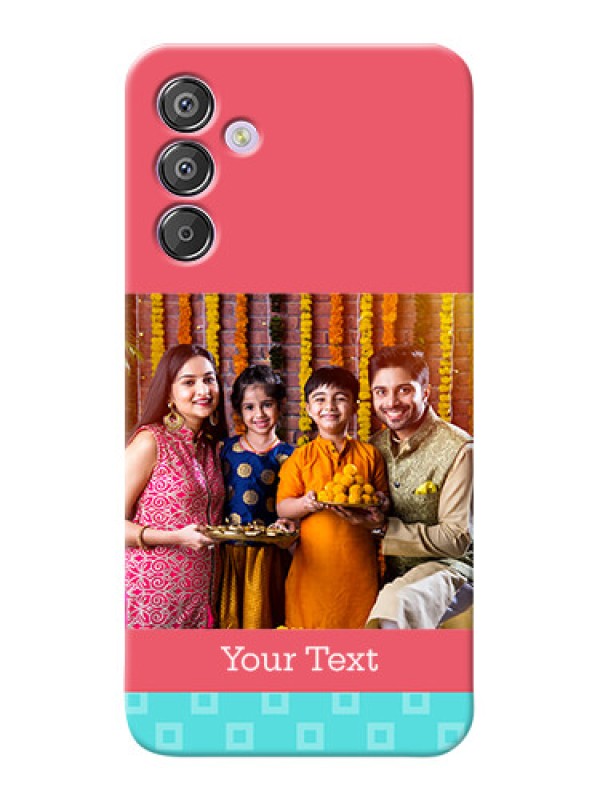 Custom Galaxy F15 5G Mobile Back Covers: Peach & Blue Color Design