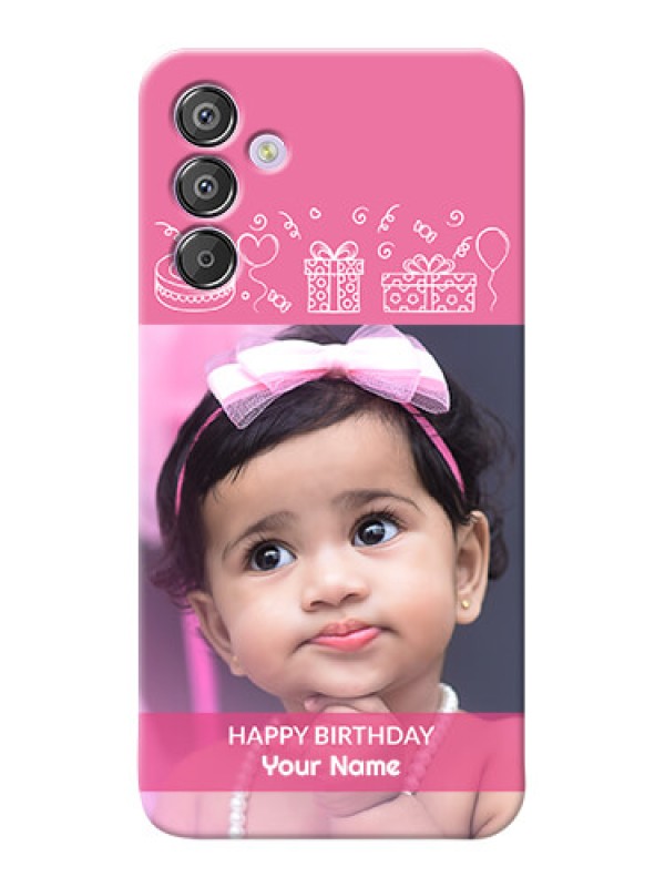 Custom Galaxy F15 5G Custom Mobile Cover with Birthday Line Art Design