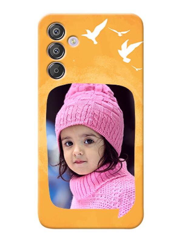 Custom Galaxy F15 5G Phone Covers: Water Color Design with Bird Icons