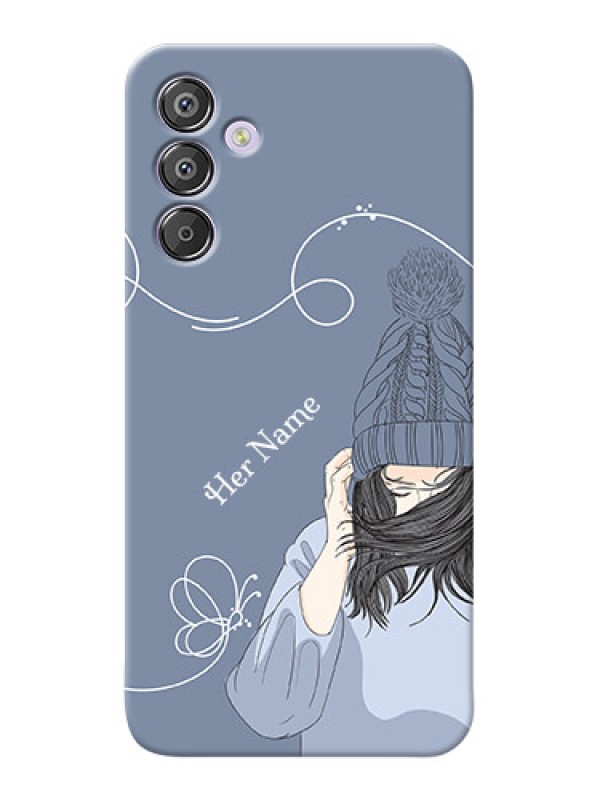 Custom Galaxy F15 5G Custom Mobile Case with Girl in winter outfit Design