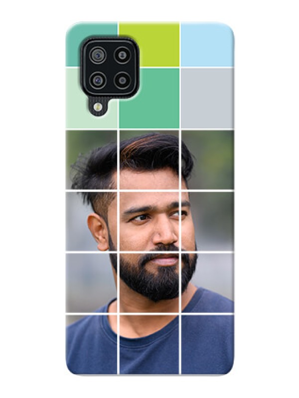 Custom Galaxy F22 personalised phone covers with white box pattern 