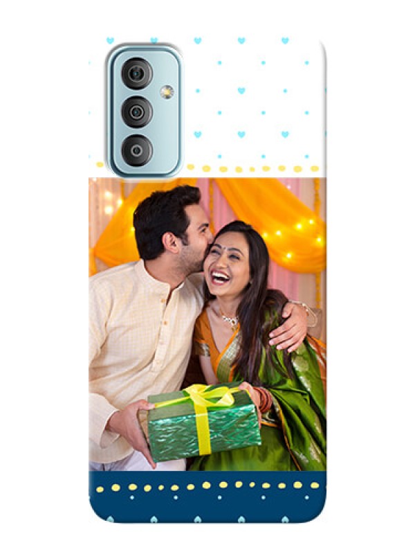 Custom Galaxy F23 Phone Covers: White and Blue Abstract Design