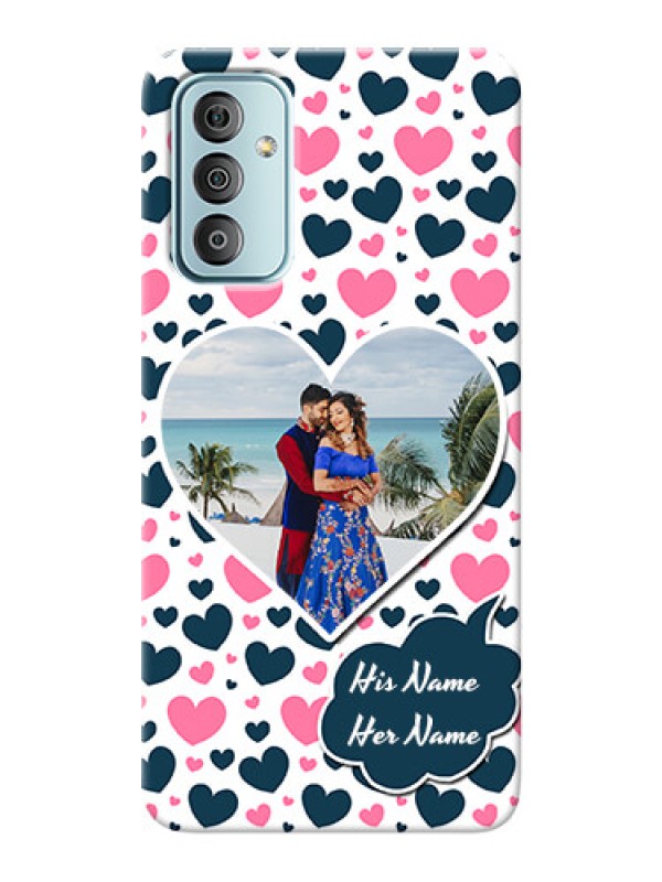 Custom Galaxy F23 Mobile Covers Online: Pink & Blue Heart Design