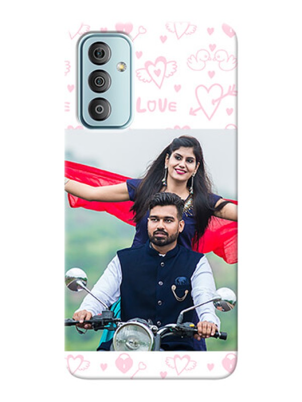 Custom Galaxy F23 personalized phone covers: Pink Flying Heart Design