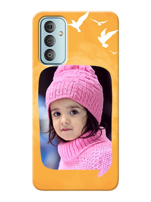 Custom Galaxy F23 Phone Covers: Water Color Design with Bird Icons