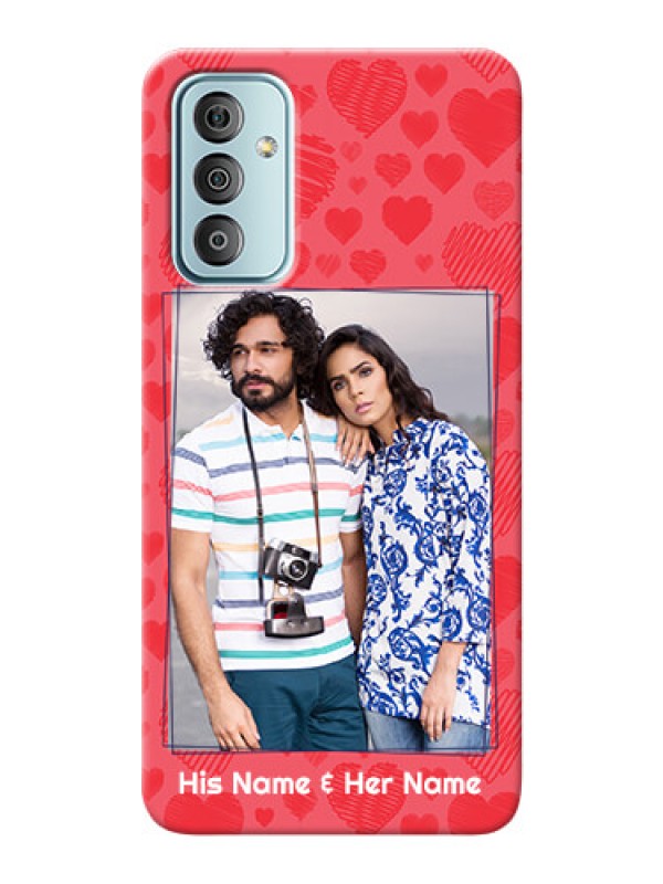 Custom Galaxy F23 Mobile Back Covers: with Red Heart Symbols Design