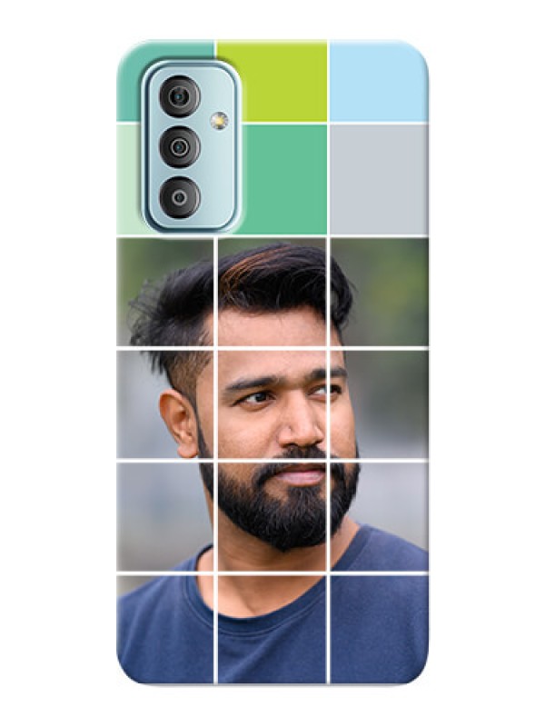 Custom Galaxy F23 personalised phone covers with white box pattern 