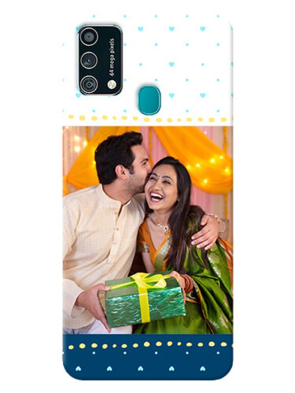 Custom Samsung Galaxy F41 Phone Covers: White and Blue Abstract Design