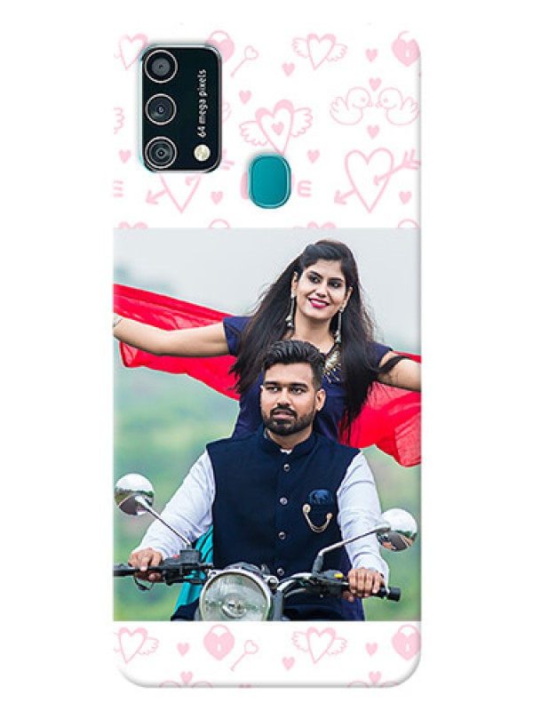 Custom Samsung Galaxy F41 personalized phone covers: Pink Flying Heart Design