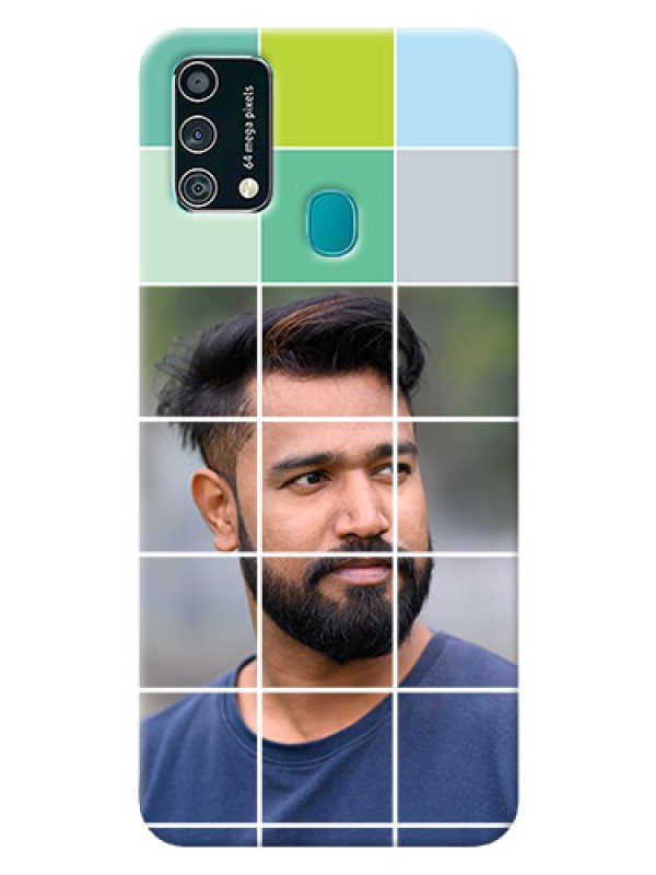 Custom Samsung Galaxy F41 personalised phone covers with white box pattern 