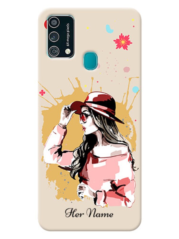 Custom Galaxy F41 Back Covers: Women with pink hat  Design