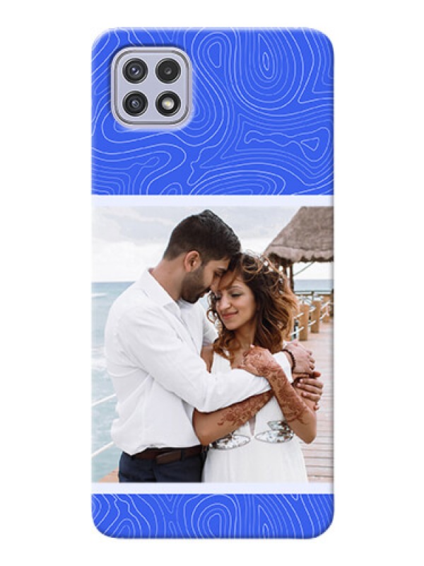 Custom Galaxy F42 5G Mobile Back Covers: Curved line art with blue and white Design