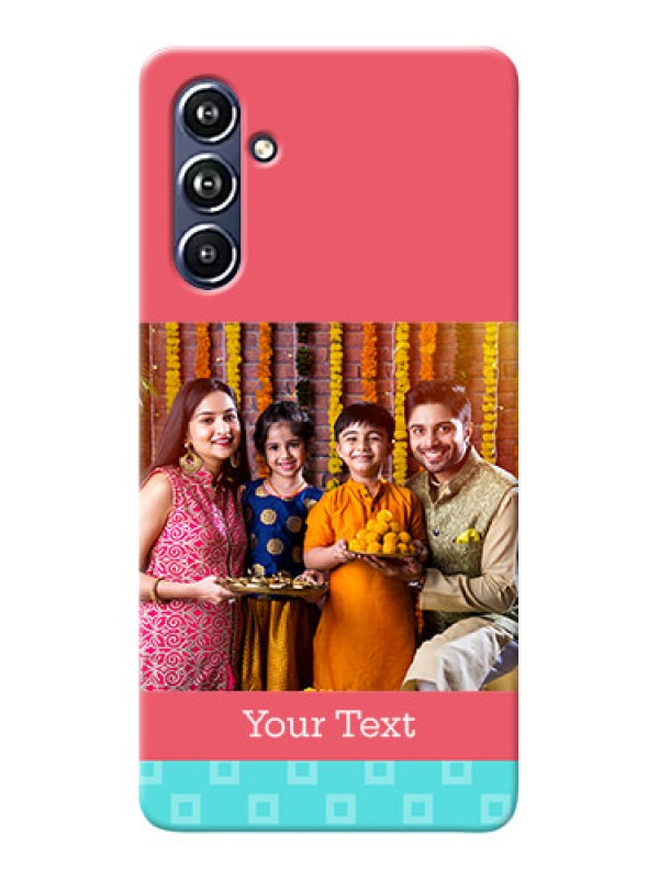 Custom Galaxy F54 5G Mobile Back Covers: Peach & Blue Color Design