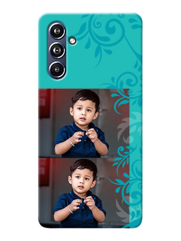 Custom Galaxy F54 5G Mobile Cases with Photo and Green Floral Design