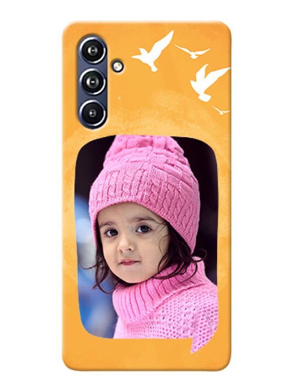 Custom Galaxy F54 5G Phone Covers: Water Color Design with Bird Icons