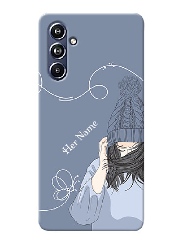 Custom Galaxy F54 5G Custom Mobile Case with Girl in winter outfit Design