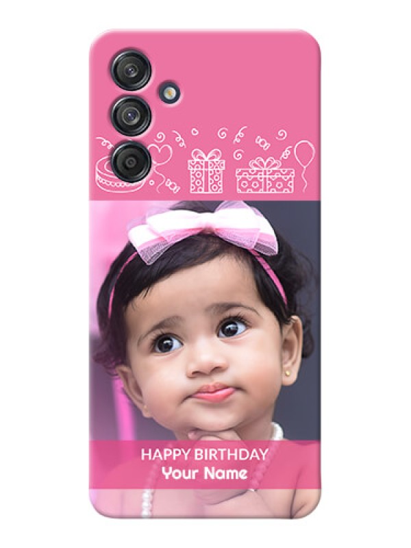 Custom Galaxy F55 5G Custom Mobile Cover with Birthday Line Art Design