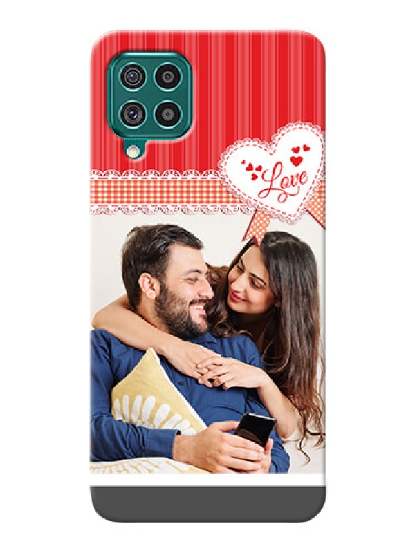 Custom Galaxy F62 phone cases online: Red Love Pattern Design