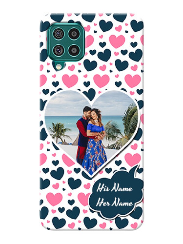 Custom Galaxy F62 Mobile Covers Online: Pink & Blue Heart Design