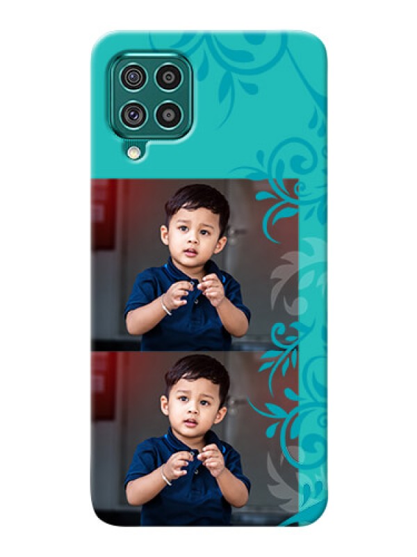 Custom Galaxy F62 Mobile Cases with Photo and Green Floral Design 