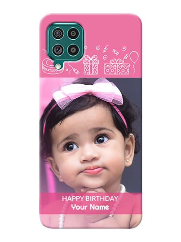 Custom Galaxy F62 Custom Mobile Cover with Birthday Line Art Design