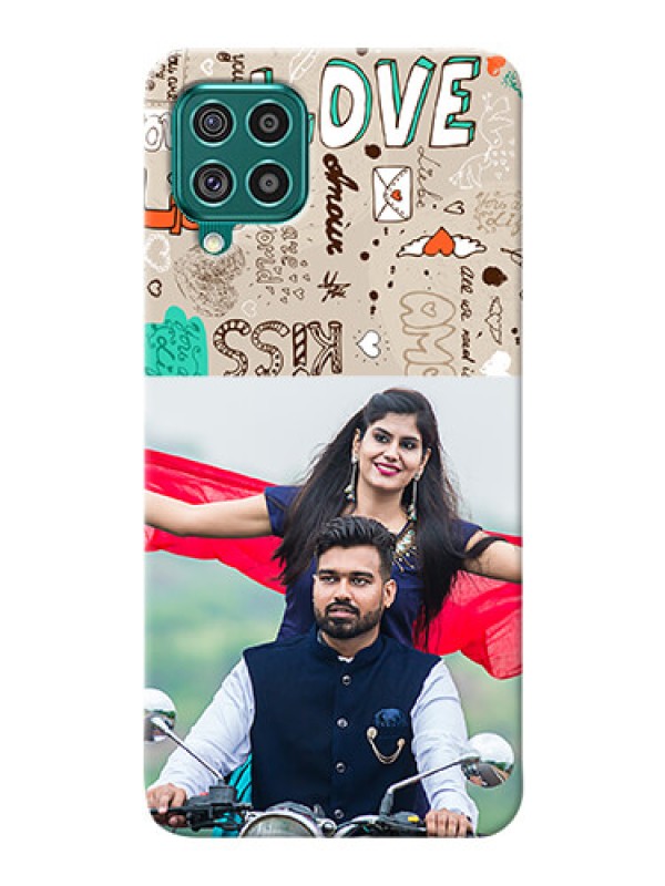Custom Galaxy F62 Personalised mobile covers: Love Doodle Pattern 
