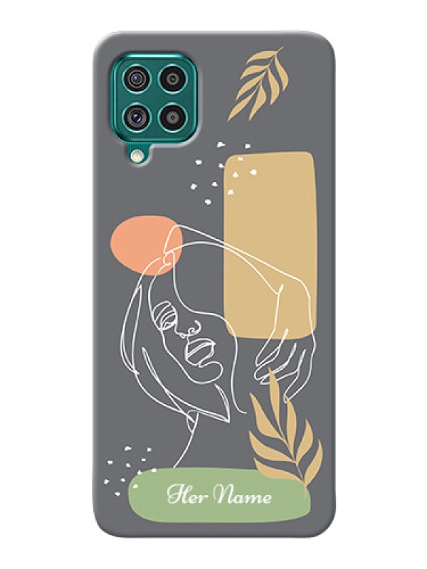 Custom Galaxy F62 Phone Back Covers: Gazing Woman line art Design