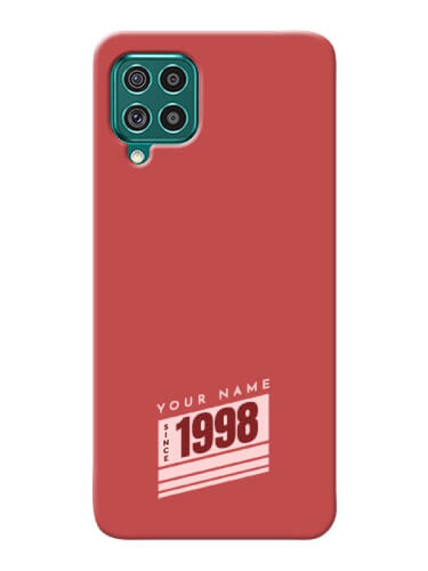 Custom Galaxy F62 Phone Back Covers: Red custom year of birth Design