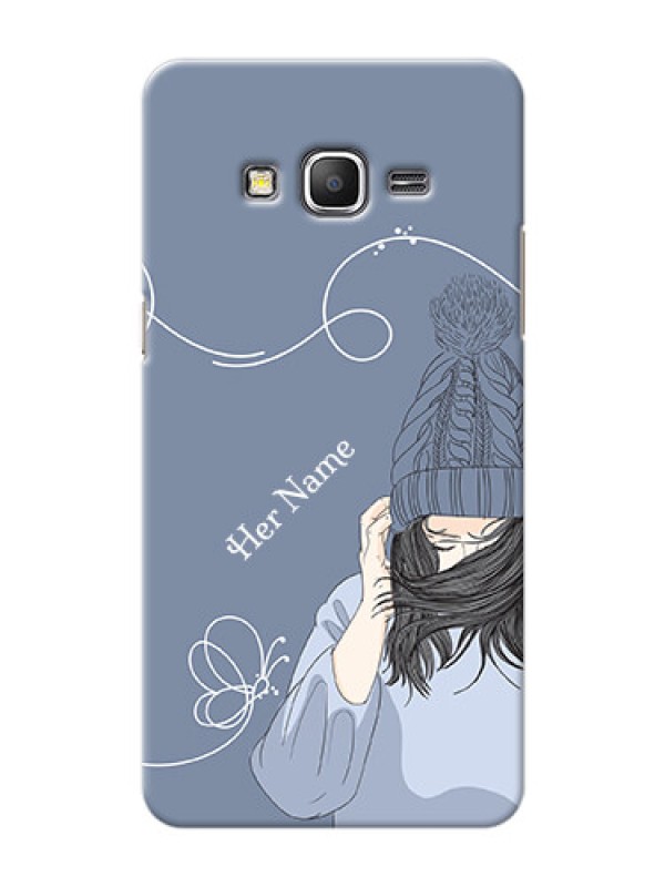 Custom Galaxy Grand Prime Custom Mobile Case with Girl in winter outfit Design