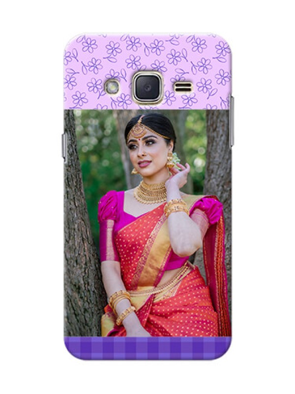 Custom Samsung Galaxy J2 (2015) Floral Design Purple Pattern Mobile Cover Design