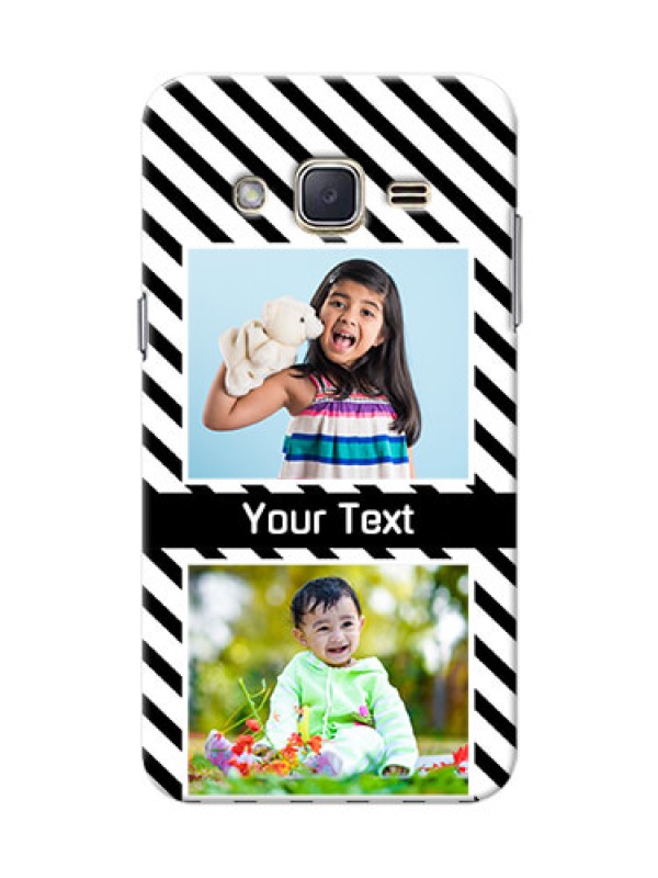 Custom Samsung Galaxy J2 (2015) 2 image holder with black and white stripes Design